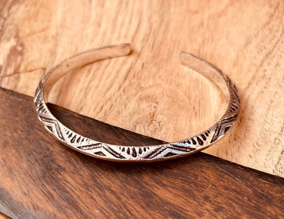 Aztec Silver Bracelet / Tuareg Jewelry / Cuff / Unisex / Boho / Ethnic / Rustic / Bohemian / Hippie / Gypsy / Geometric /