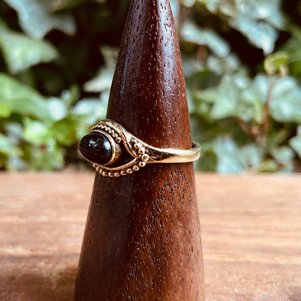 Evil Eye Ring Black Onyx Brass / Protection / Boho / Bohemian / Psy / Rustic / Tribal / Gypsy / Festival / Healing / Festival
