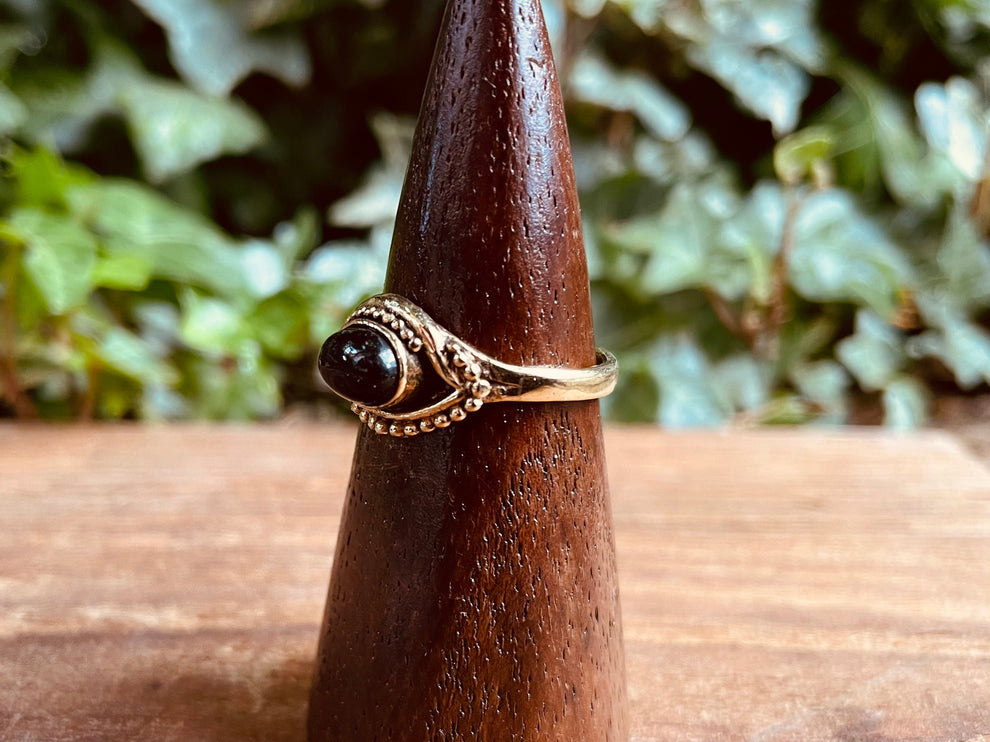 Evil Eye Ring Black Onyx Brass / Protection / Boho / Bohemian / Psy / Rustic / Tribal / Gypsy / Festival / Healing / Festival