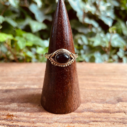 Evil Eye Ring Black Onyx Brass / Protection / Boho / Bohemian / Psy / Rustic / Tribal / Gypsy / Festival / Healing / Festival