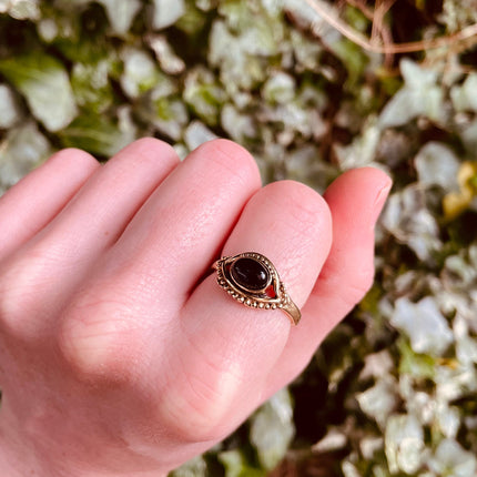 Evil Eye Ring Black Onyx Brass / Protection / Boho / Bohemian / Psy / Rustic / Tribal / Gypsy / Festival / Healing / Festival