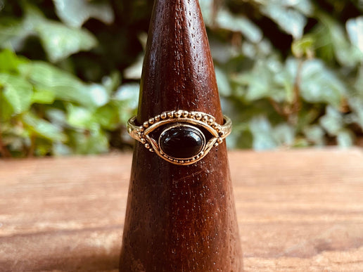 Evil Eye Ring Black Onyx Brass / Protection / Boho / Bohemian / Psy / Rustic / Tribal / Gypsy / Festival / Healing / Festival