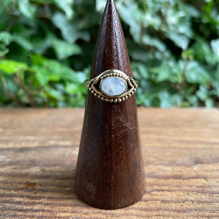 Evil Eye Ring Moonstone Brass / Protection / Boho / Bohemian / Psy / Rustic / Tribal / Gypsy / Festival / Healing / Festival