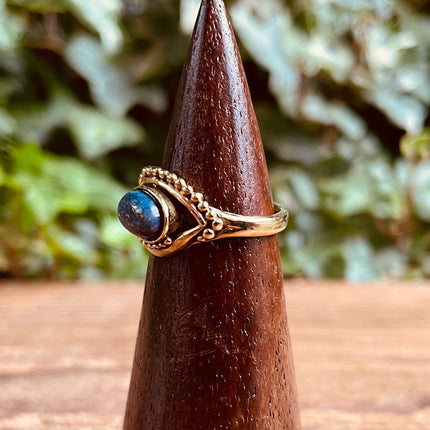 Evil Eye Ring Lapis Lazuli Brass / Protection / Boho / Bohemian / Psy / Rustic / Tribal / Gypsy / Festival / Healing / Festival