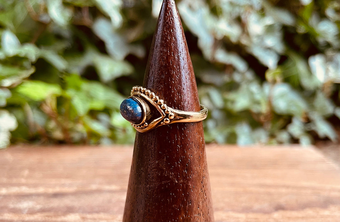 Evil Eye Ring Lapis Lazuli Brass / Protection / Boho / Bohemian / Psy / Rustic / Tribal / Gypsy / Festival / Healing / Festival