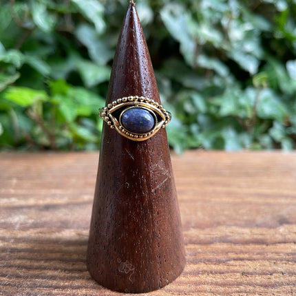 Evil Eye Ring Lapis Lazuli Brass / Protection / Boho / Bohemian / Psy / Rustic / Tribal / Gypsy / Festival / Healing / Festival