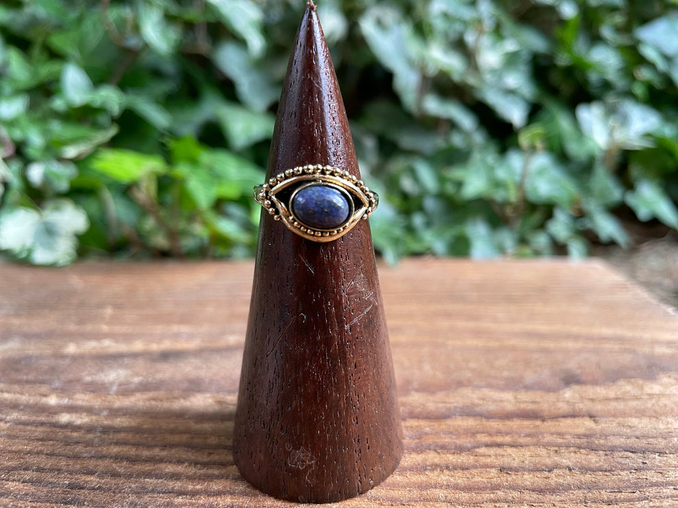 Evil Eye Ring Lapis Lazuli Brass / Protection / Boho / Bohemian / Psy / Rustic / Tribal / Gypsy / Festival / Healing / Festival