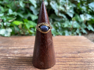 Evil Eye Ring Lapis Lazuli Brass / Protection / Boho / Bohemian / Psy / Rustic / Tribal / Gypsy / Festival / Healing / Festival