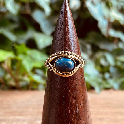 Evil Eye Ring Lapis Lazuli Brass / Protection / Boho / Bohemian / Psy / Rustic / Tribal / Gypsy / Festival / Healing / Festival