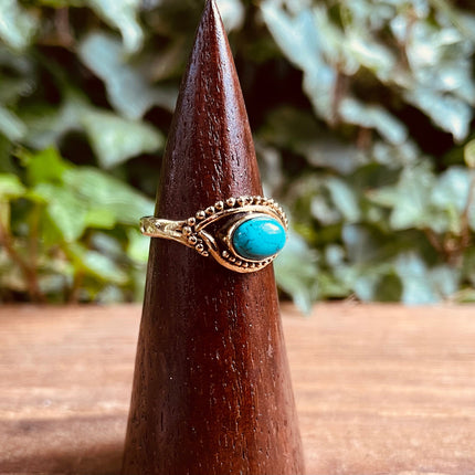 Evil Eye Ring Turquoise Brass / Protection / Boho / Bohemian / Psy / Rustic / Tribal / Gypsy / Festival / Healing / Festival