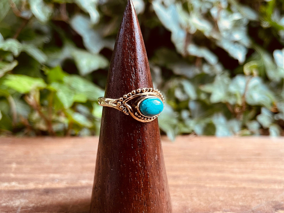 Evil Eye Ring Turquoise Brass / Protection / Boho / Bohemian / Psy / Rustic / Tribal / Gypsy / Festival / Healing / Festival