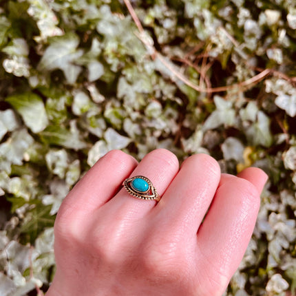 Evil Eye Ring Turquoise Brass / Protection / Boho / Bohemian / Psy / Rustic / Tribal / Gypsy / Festival / Healing / Festival