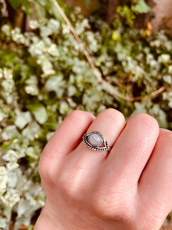 Evil Eye Silver Ring Moonstone / Protection / Boho / Bohemian / Psy / Rustic / Tribal / Gypsy / Festival / Healing / Festival