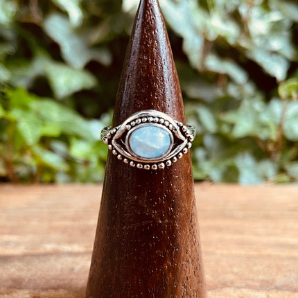 Evil Eye Silver Ring Moonstone / Protection / Boho / Bohemian / Psy / Rustic / Tribal / Gypsy / Festival / Healing / Festival