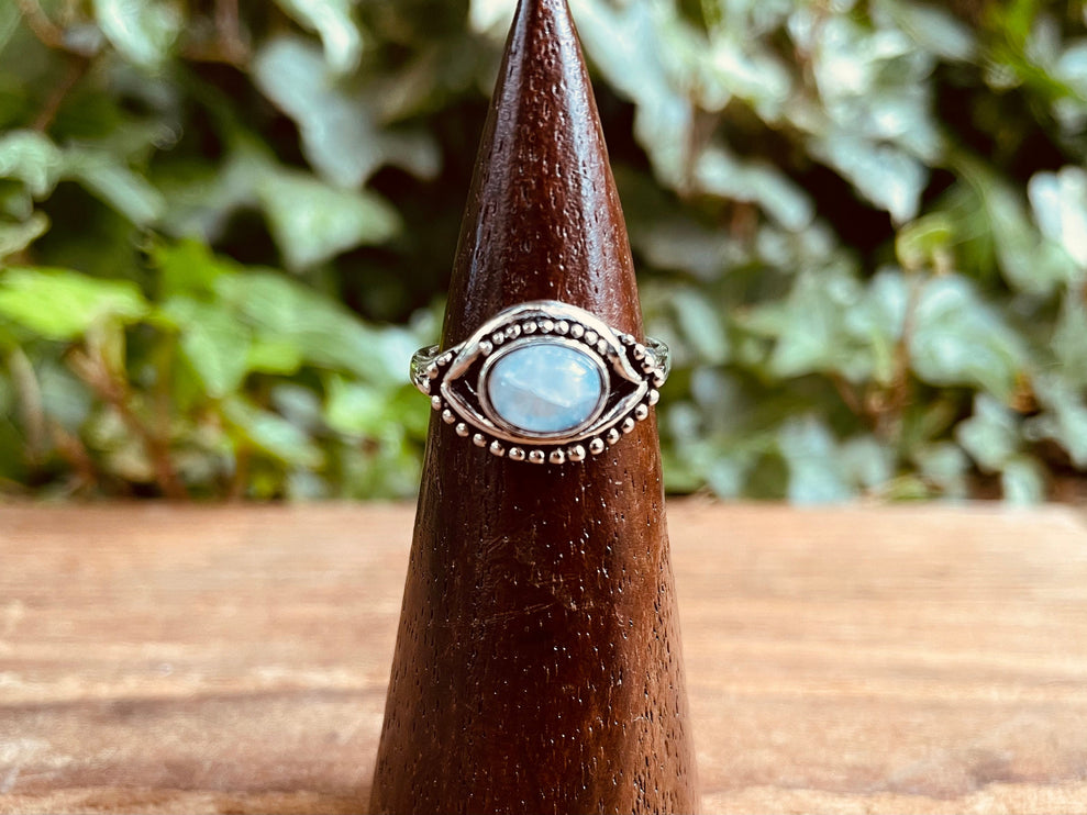 Evil Eye Silver Ring Moonstone / Protection / Boho / Bohemian / Psy / Rustic / Tribal / Gypsy / Festival / Healing / Festival