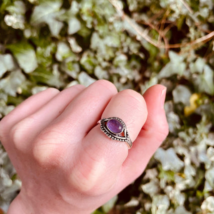 Evil Eye Silver Ring Amethyst / Protection / Boho / Bohemian / Psy / Rustic / Tribal / Gypsy / Festival / Healing / Festival