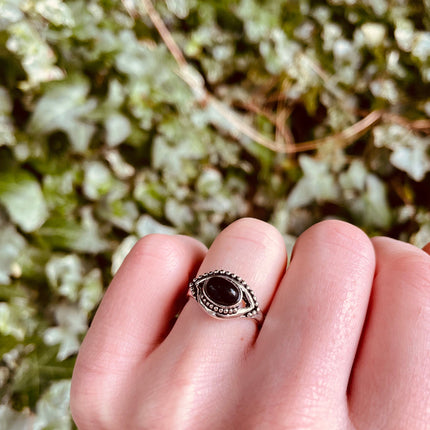 Evil Eye Silver Ring Black Onyx / Protection / Boho / Bohemian / Psy / Rustic / Tribal / Gypsy / Festival / Healing / Festival