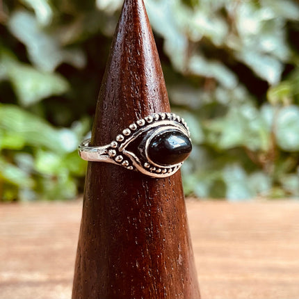 Evil Eye Silver Ring Black Onyx / Protection / Boho / Bohemian / Psy / Rustic / Tribal / Gypsy / Festival / Healing / Festival