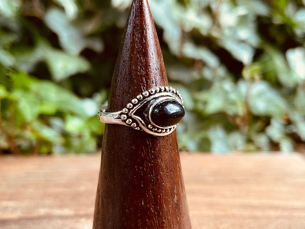 Evil Eye Silver Ring Black Onyx / Protection / Boho / Bohemian / Psy / Rustic / Tribal / Gypsy / Festival / Healing / Festival