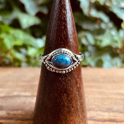 Evil Eye Silver Ring Lapis Lazuli Brass / Protection / Boho / Bohemian / Psy / Rustic / Tribal / Gypsy / Festival / Healing / Festival