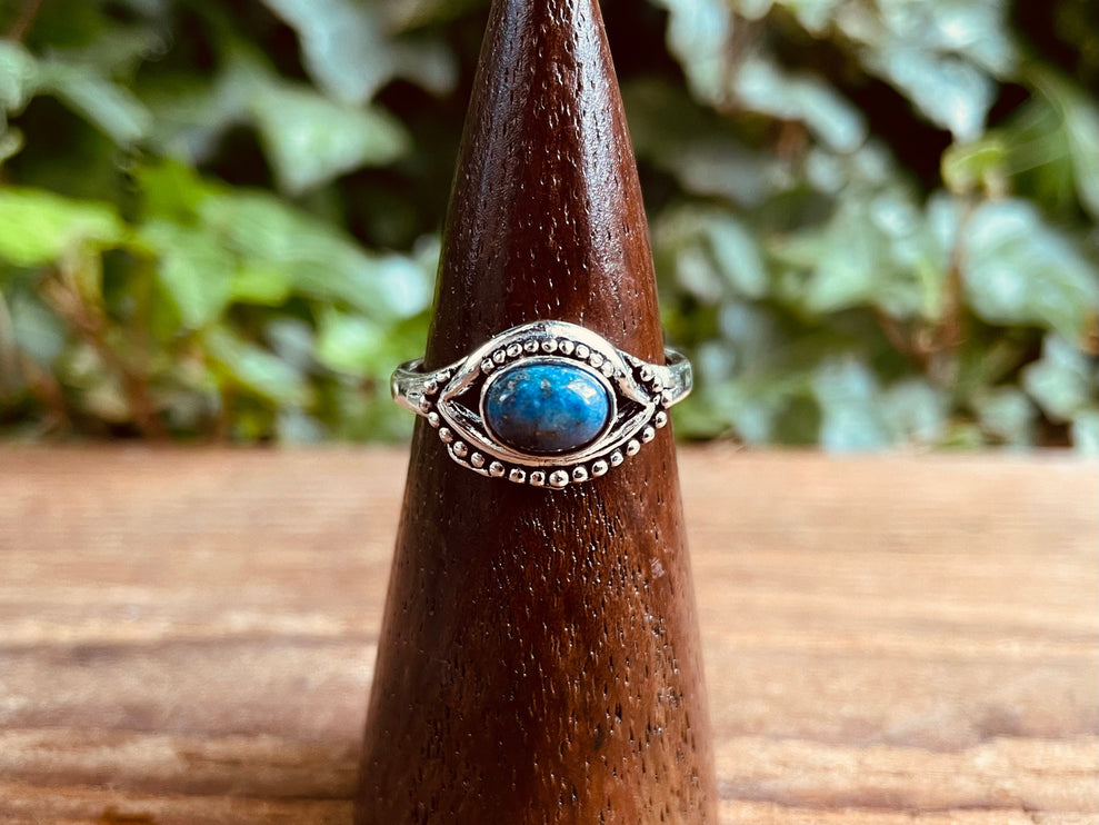 Evil Eye Silver Ring Lapis Lazuli Brass / Protection / Boho / Bohemian / Psy / Rustic / Tribal / Gypsy / Festival / Healing / Festival