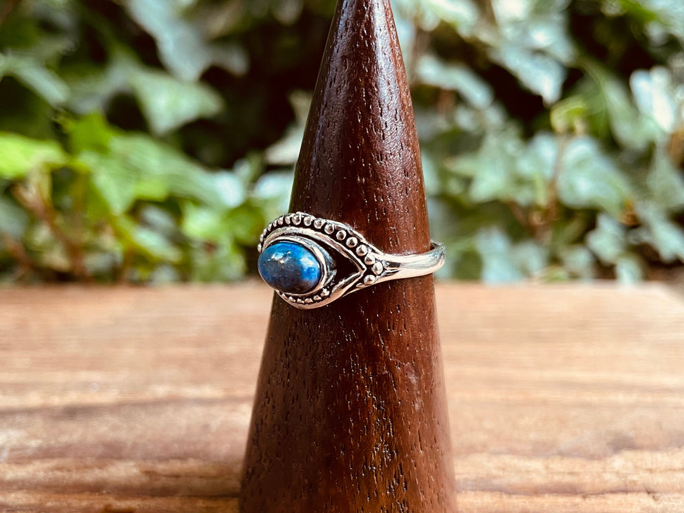 Evil Eye Silver Ring Lapis Lazuli Brass / Protection / Boho / Bohemian / Psy / Rustic / Tribal / Gypsy / Festival / Healing / Festival