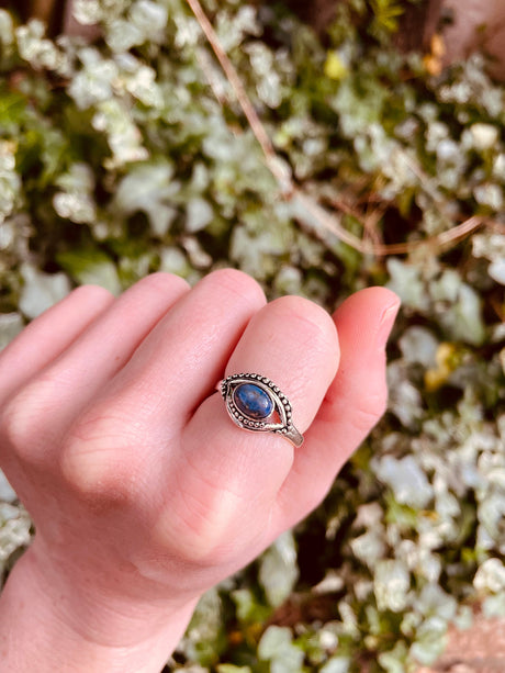 Evil Eye Silver Ring Lapis Lazuli Brass / Protection / Boho / Bohemian / Psy / Rustic / Tribal / Gypsy / Festival / Healing / Festival