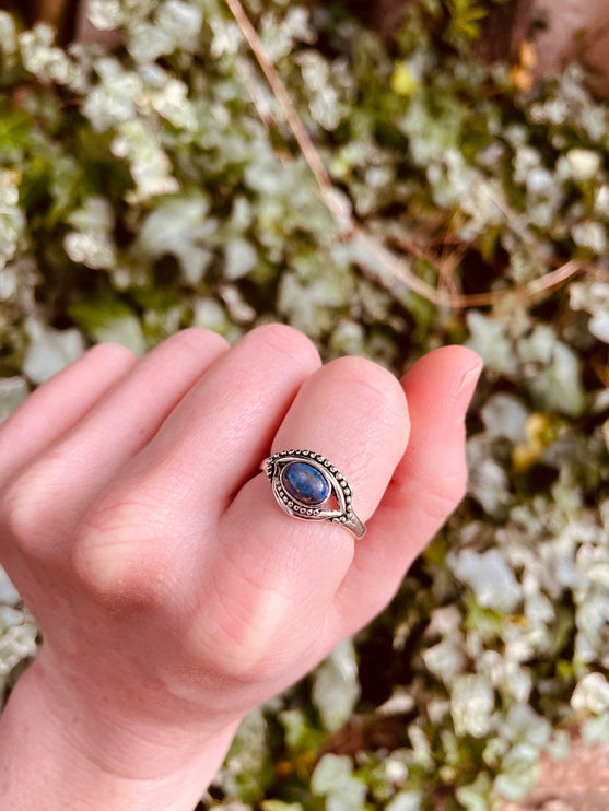 Evil Eye Silver Ring Lapis Lazuli Brass / Protection / Boho / Bohemian / Psy / Rustic / Tribal / Gypsy / Festival / Healing / Festival