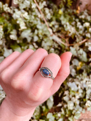 Evil Eye Silver Ring Lapis Lazuli Brass / Protection / Boho / Bohemian / Psy / Rustic / Tribal / Gypsy / Festival / Healing / Festival