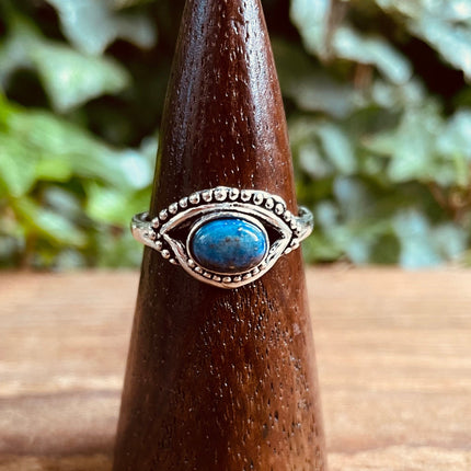 Evil Eye Silver Ring Lapis Lazuli Brass / Protection / Boho / Bohemian / Psy / Rustic / Tribal / Gypsy / Festival / Healing / Festival