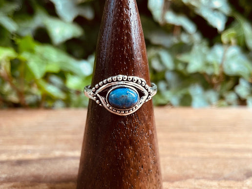 Evil Eye Silver Ring Lapis Lazuli Brass / Protection / Boho / Bohemian / Psy / Rustic / Tribal / Gypsy / Festival / Healing / Festival