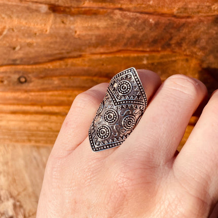 Silver Boho Ring Ethnic / Rustic / Festival / Tribal / Hippie / Gypsy / Psy / Thumb / Gift or Her / Engraved Design / Bohemian