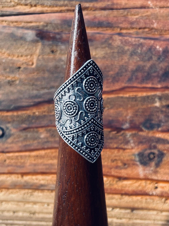 Silver Boho Ring Ethnic / Rustic / Festival / Tribal / Hippie / Gypsy / Psy / Thumb / Gift or Her / Engraved Design / Bohemian