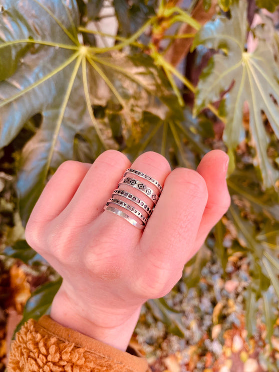 Aztec Silver Ring / Unisex / Mens / Large size / Geometric / Boho / Ethnic / Rustic / Festival / Bohemian / Hippie / Gypsy / Psy