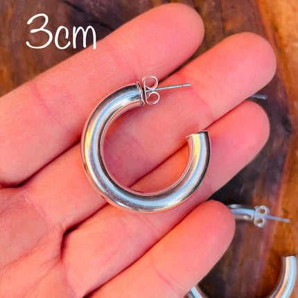 Thick Silver Hoops / Silver Hoop Earrings / Chunky Hoop Earrings / Thickness 6mm / Ethnic / Boho / Rustic / Spiral / Hippie / Tribal