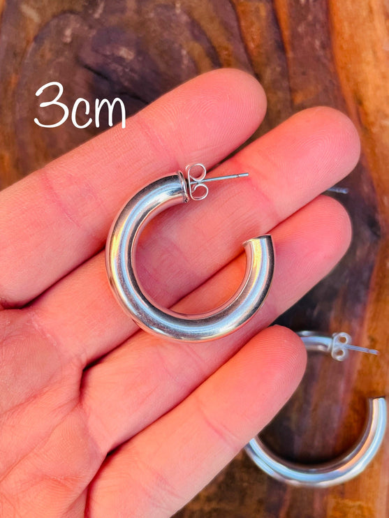 Thick Silver Hoops / Silver Hoop Earrings / Chunky Hoop Earrings / Thickness 6mm / Ethnic / Boho / Rustic / Spiral / Hippie / Tribal