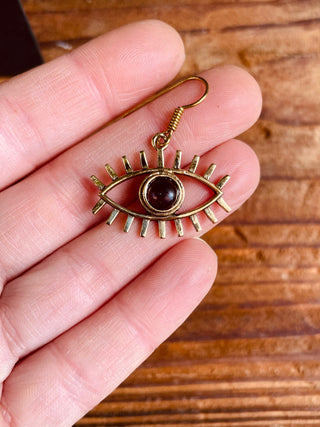 Moonstone Silver Evil Eye Earrings / Protection Jewellery / Boho / Bohemian / Rustic / Tribal / Gypsy / Festival / Healing / Festival