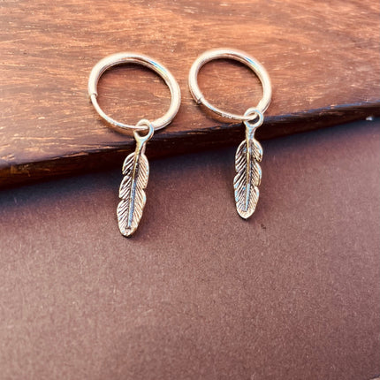 Feather Earrings Sterling Silver 925 Hoops / Delicate / Boho / Tarot / Mystical / Pagan / Boho / Sensitive / Hypoallergenic ears