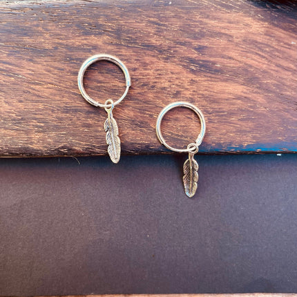 Feather Earrings Sterling Silver 925 Hoops / Delicate / Boho / Tarot / Mystical / Pagan / Boho / Sensitive / Hypoallergenic ears