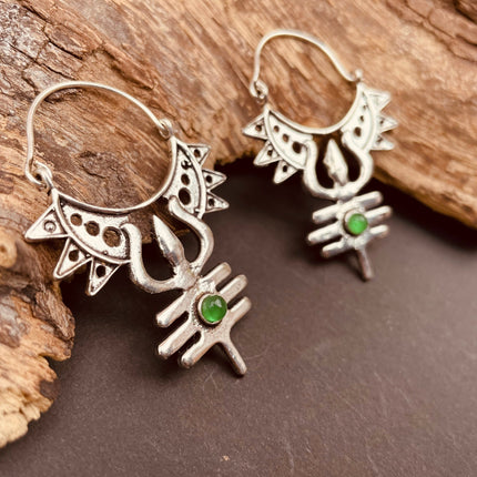 Inca Green Onyx & Silver Earrings Ethnic, Aztèque, rustic, yoga, talisman, gypsy, pretty, psy, boho, bohemian, festival