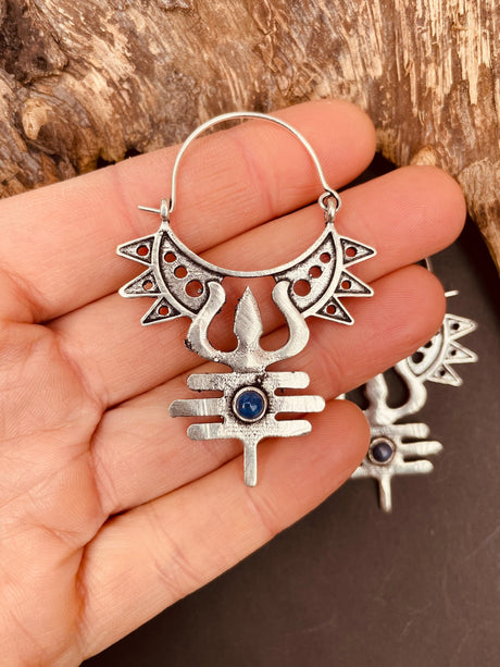Inca Lapis Lazuli & Silver Earrings Ethnic, Aztèque, rustic, yoga, talisman, gypsy, pretty, psy, boho, bohemian, festival