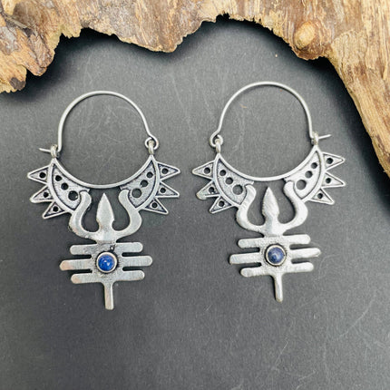 Inca Lapis Lazuli & Silver Earrings Ethnic, Aztèque, rustic, yoga, talisman, gypsy, pretty, psy, boho, bohemian, festival