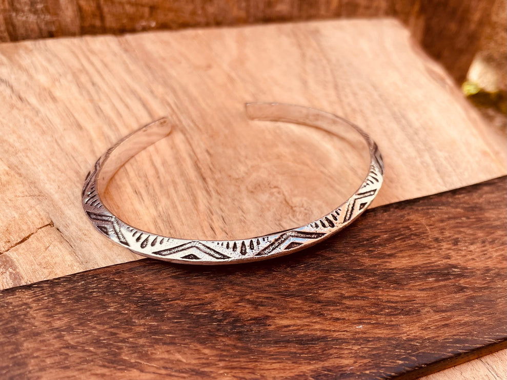 Aztec Silver Bracelet / Tuareg Jewelry / Cuff / Unisex / Boho / Ethnic / Rustic / Bohemian / Hippie / Gypsy / Geometric /