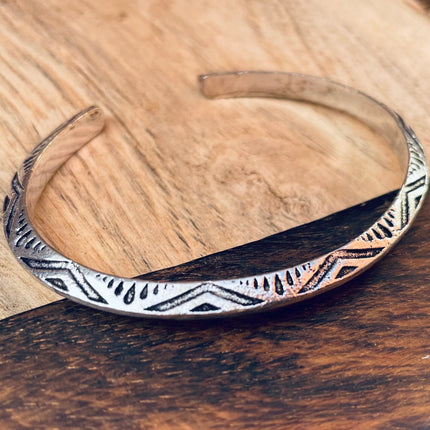 Aztec Silver Bracelet / Tuareg Jewelry / Cuff / Unisex / Boho / Ethnic / Rustic / Bohemian / Hippie / Gypsy / Geometric /