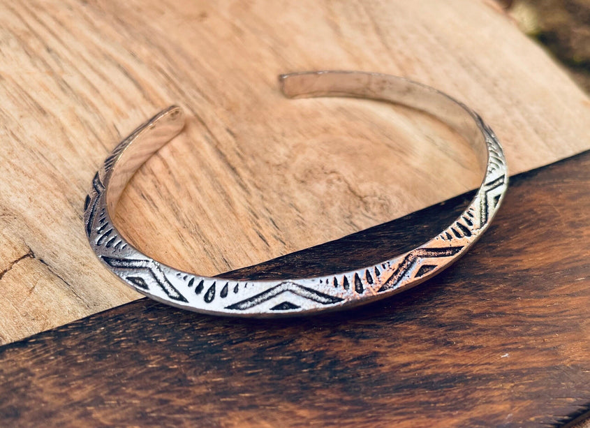 Aztec Silver Bracelet / Tuareg Jewelry / Cuff / Unisex / Boho / Ethnic / Rustic / Bohemian / Hippie / Gypsy / Geometric /