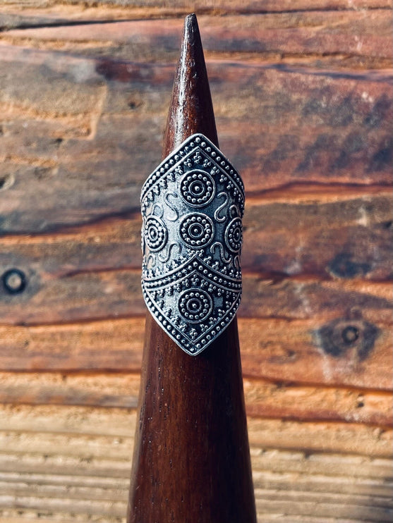 Silver Boho Ring Ethnic / Rustic / Festival / Tribal / Hippie / Gypsy / Psy / Thumb / Gift or Her / Engraved Design / Bohemian