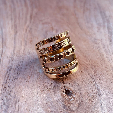 Aztec Brass Ring / Unisex / Mens / Large size / Geometric / Boho / Ethnic / Rustic / Festival / Bohemian / Hippie / Gypsy / Psy