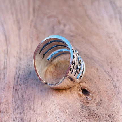 Aztec Silver Ring / Unisex / Mens / Large size / Geometric / Boho / Ethnic / Rustic / Festival / Bohemian / Hippie / Gypsy / Psy