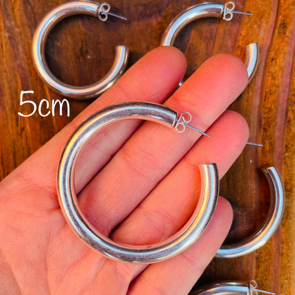 Thick Silver Hoops / Silver Hoop Earrings / Chunky Hoop Earrings / Thickness 6mm / Ethnic / Boho / Rustic / Spiral / Hippie / Tribal