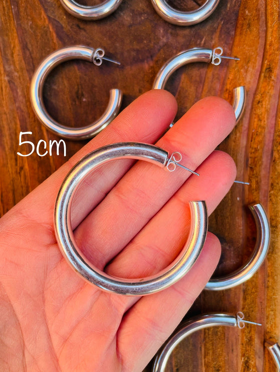 Thick Silver Hoops / Silver Hoop Earrings / Chunky Hoop Earrings / Thickness 6mm / Ethnic / Boho / Rustic / Spiral / Hippie / Tribal